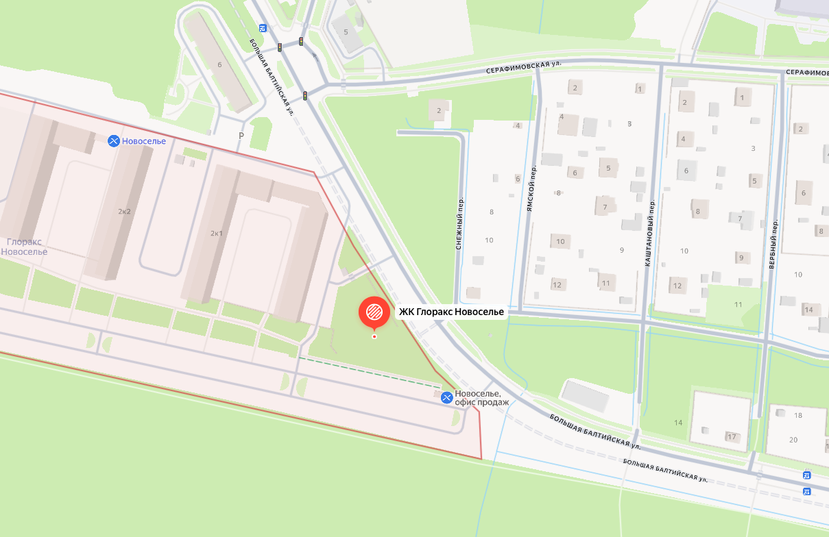Расположение ТЦ ГЛОРАКС НОВОСЕЛЬЕ